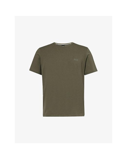 Boss Green Logo-embroidered Regular-fit Stretch-cotton T-shirt for men