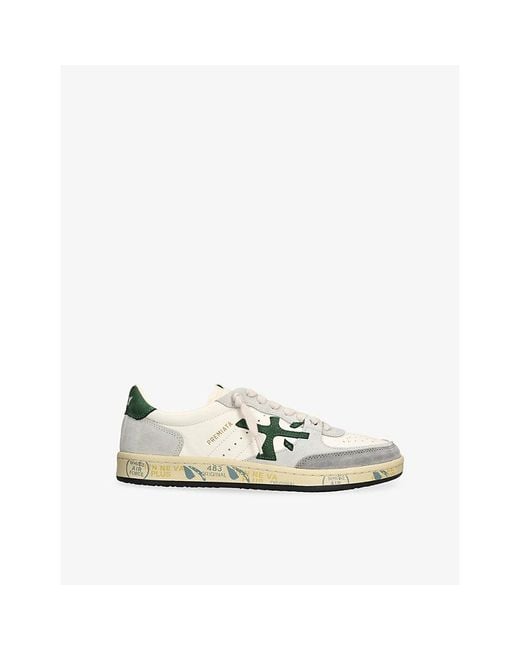 Premiata White Bskt Clay Leather Trainers for men