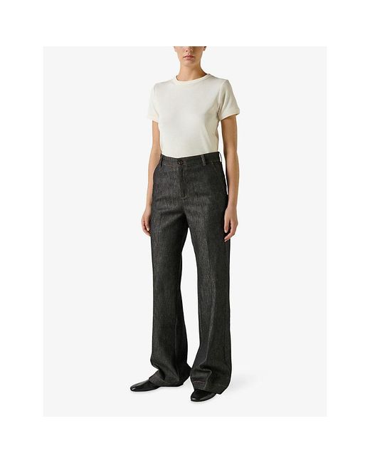 Soeur Black California Wide-Leg Stretch-Denim Jeans
