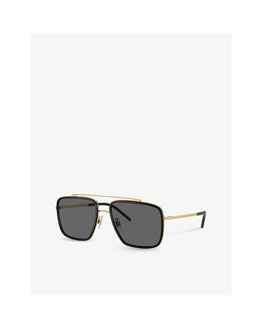 Dolce & Gabbana Gray Dg2220 Square-frame Metal Sunglasses