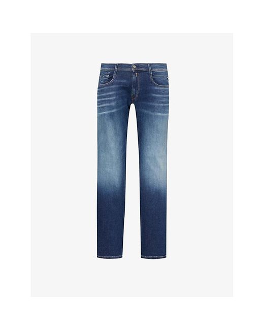 Replay Blue Anbass Regular-fit Slim-leg Jeans for men