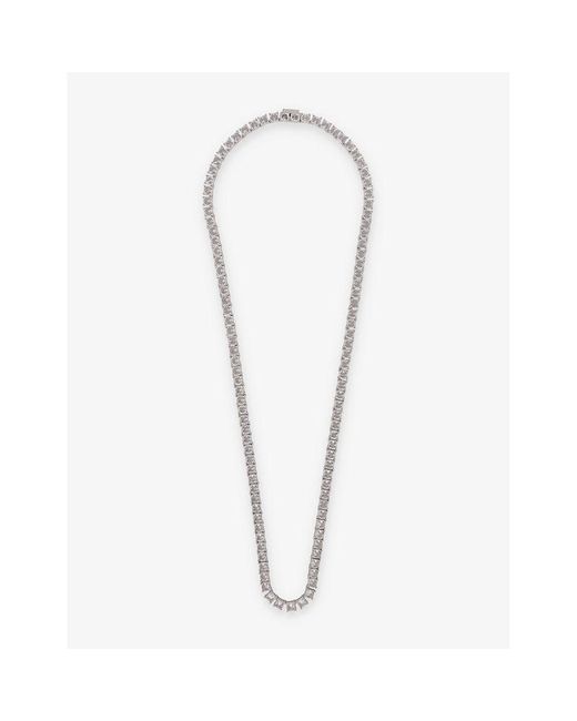 Hatton Labs White Tennis Spike-embellished Sterling- And Cubic Zirconia Necklace for men