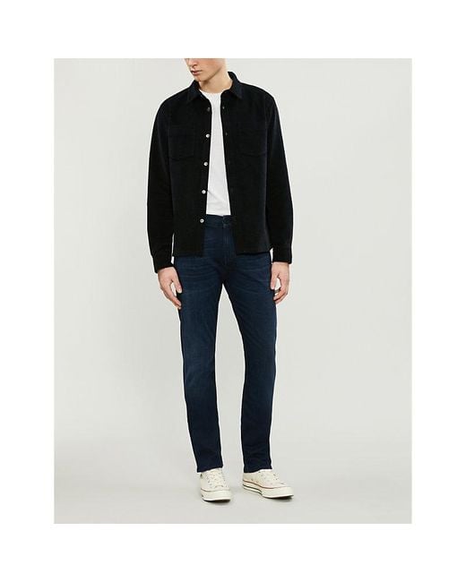 7 For All Mankind Black Blue Cotton Slimmy Luxe Performance Plus Slim-fit Jeans for men