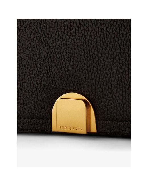 Ted Baker Black Imielly Lock-embellished Leather Baguette Shoulder Bag
