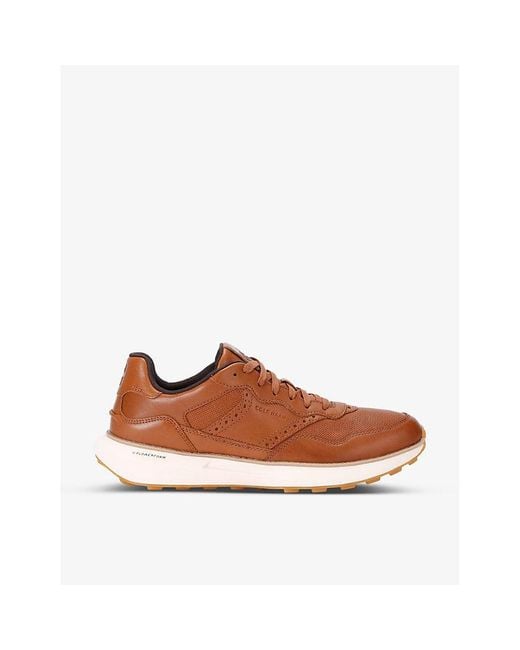 Cole Haan Brown Grandpro Ashland Brand-embossed Leather Low-top Trainers for men