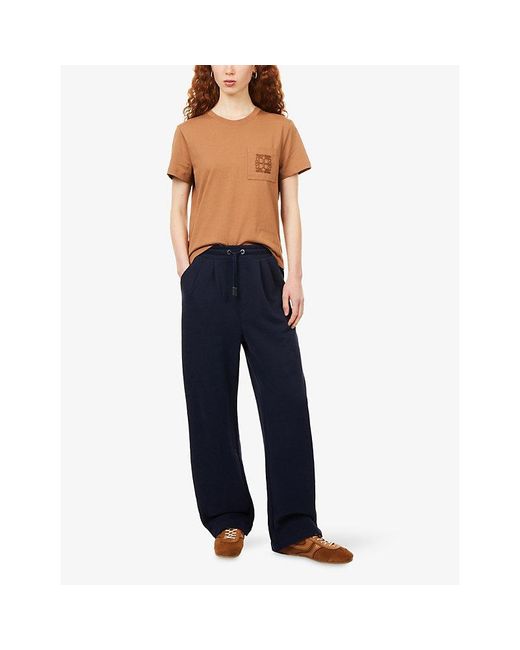 Emello Brown Brand-Embroidered Short-Sleeve Cotton T-Shirt