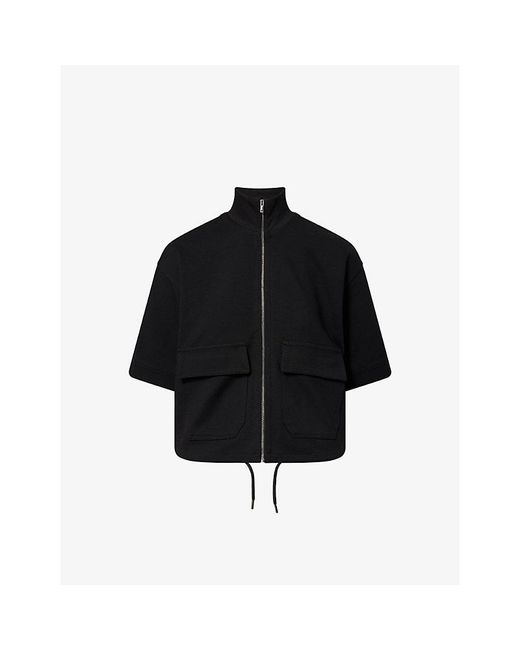 ME+EM Black Luxe Travel Layering Short-Sleeves Stretch-Woven Jacket