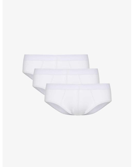CDLP White Pack Of Three Branded-waistband Supportive-panel Stretch-jersey Briefs for men
