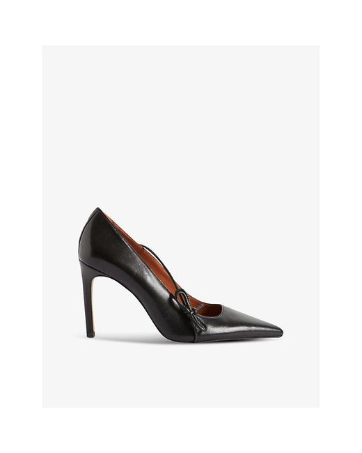 Claudie Pierlot Black Bow Asymmetric-strap Lamb-leather Court Heels