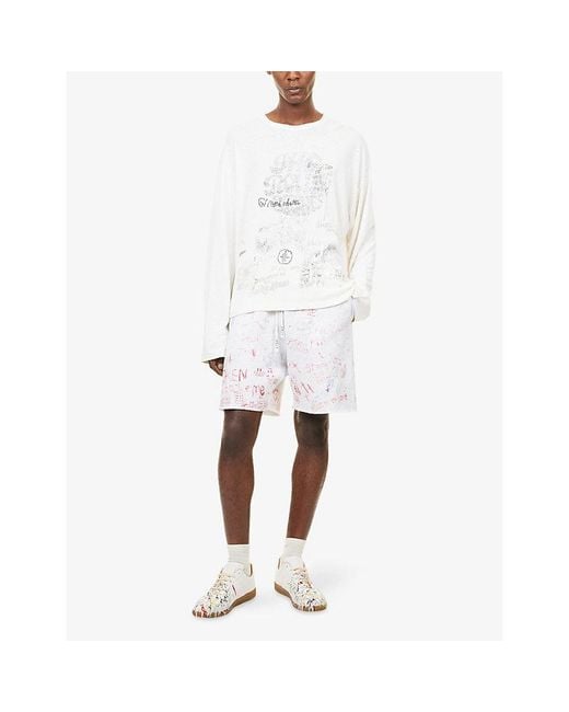 Paly Hollywood White Joshua Tree Cotton Track Shorts for men