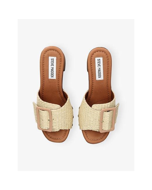 Steve Madden Brown Marlena Heeled Raffia Sandals