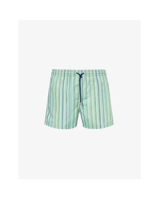 Paul Smith Green Striped Recycled Polyester-blend Swim Shorts X for men