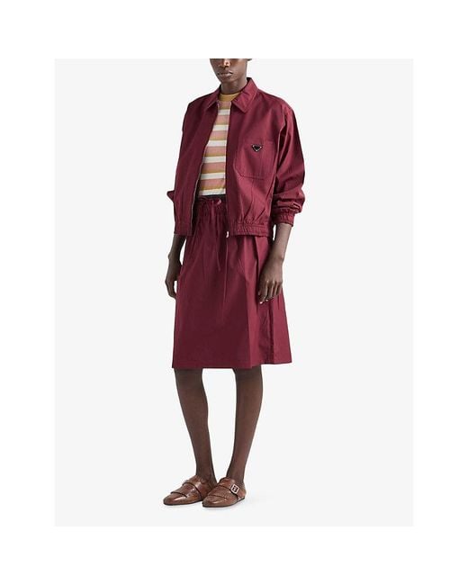 Prada Red Triangle-Logo Poplin Jacket