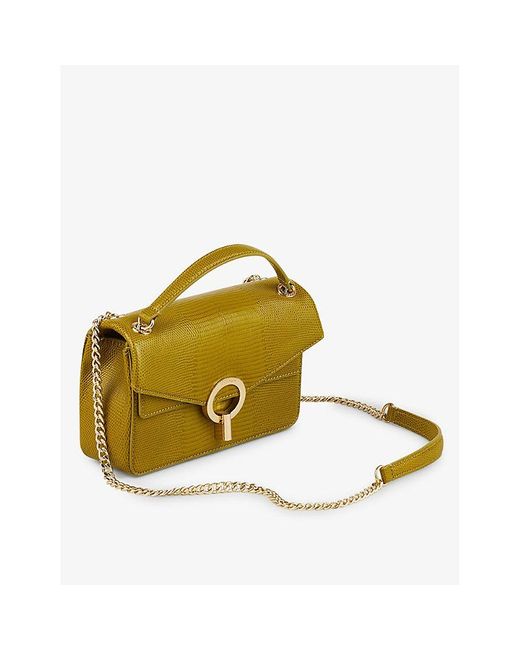 Sandro Yellow Yza Croc-effect Leather Shoulder Bag
