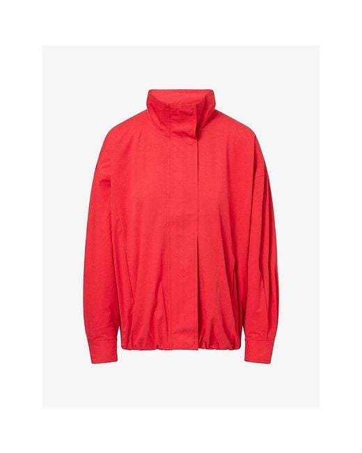 Dissh Red Funnel-Neck Cotton Jacket