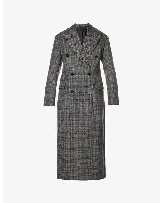Balenciaga Check-patterned Double-breasted Relaxed-fit Wool Coat in ...