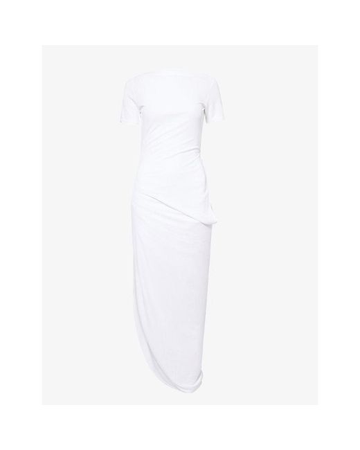 Jacquemus White The Sole Asymmetric Jersey Midi Dress