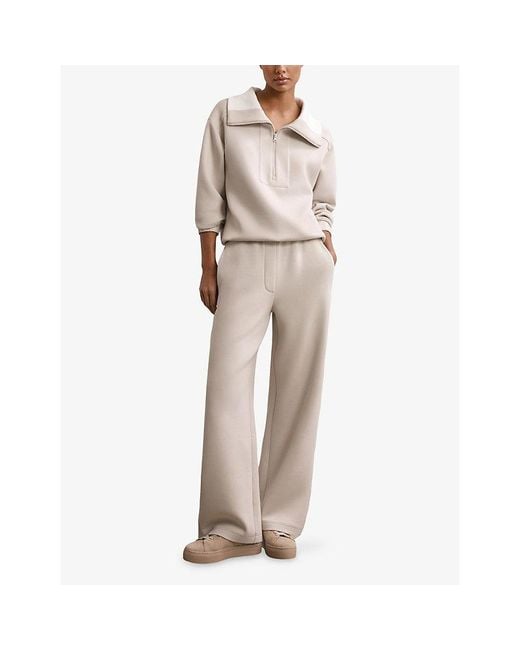 Reiss White Laney Wide-Leg Jersey Jogging Bottoms