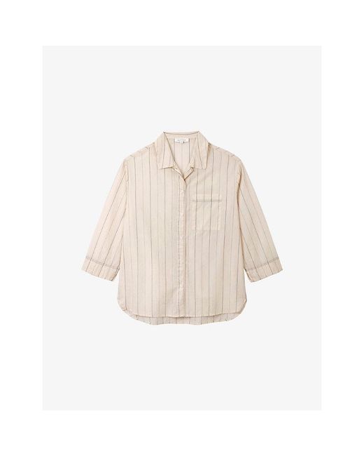 The White Company Natural Relaxed-Fit Striped Cotton-Poplin Pyjama Shirt