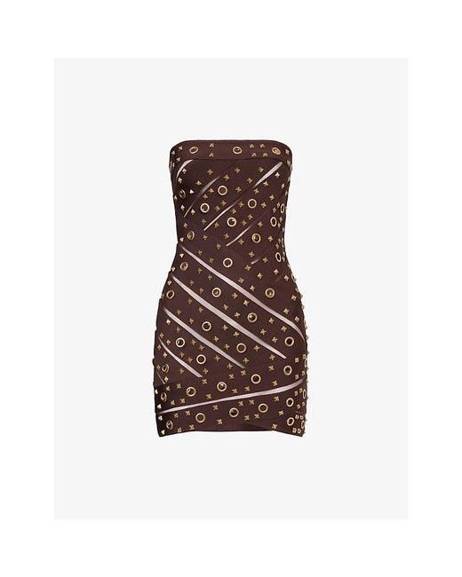 Jaded London Women's Brown Studded Bandage Stretch-Woven Mini Dress - www.rajagirimanappuram.com Jaded London Women's Brown Studded Bandage Stretch-Woven Mini Dress - www.rajagirimanappuram.com