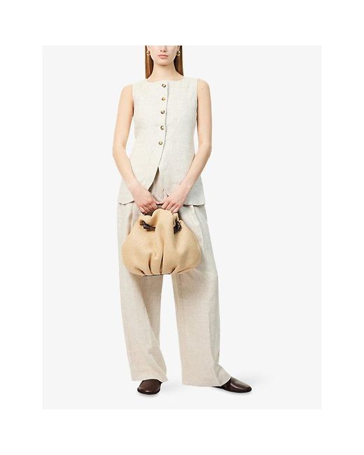 Posse White Emma Two-Patch-Pockets Linen Vest