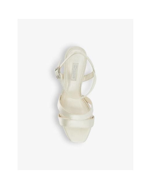 Dune White Bridal Matrimony Crystal-embellished Satin Heeled Sandals