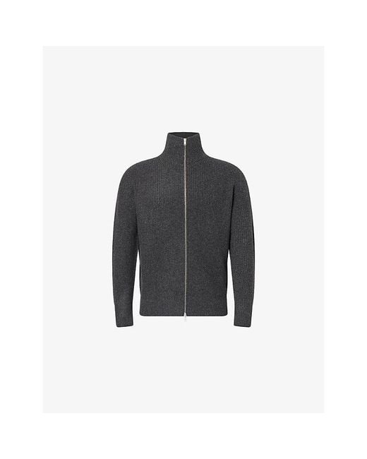 John Smedley Black Mallam Zip-Up Cashmere And Wool-Blend Jumper for men