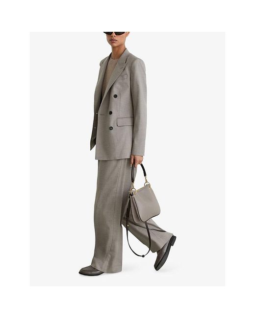 Reiss Gray Darcy Wide-Leg Wool-Blend Trousers