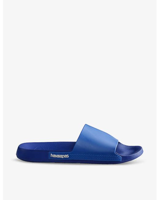Havaianas Blue Classic Logo-embellished Rubber Sliders