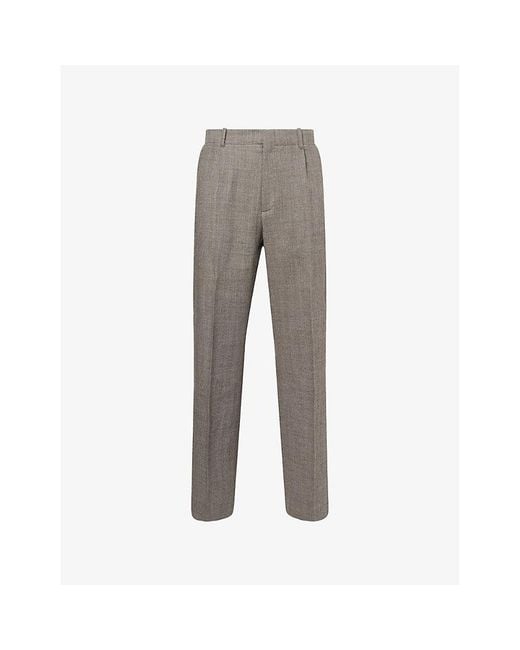 Our Legacy Gray Borrowed Wide Tapered-Leg Wool Chino Trousers for men