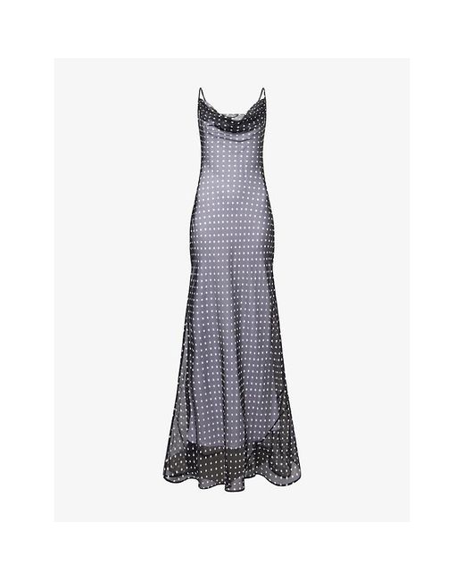 Rat & Boa Purple Gisele Polka-Dot Print Silk Maxi Dress