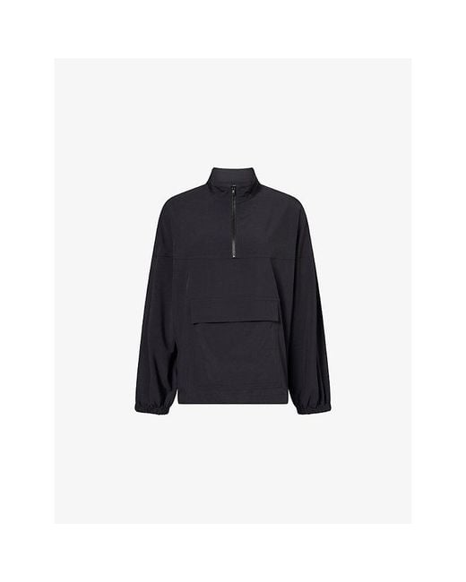 Sisterly Tribe Blue Softflow Funnel-Neck Stretch-Woven Jacket