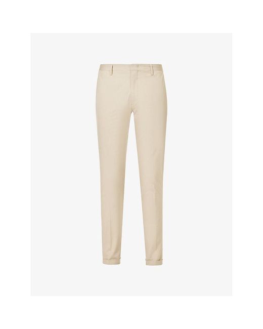 Paul Smith Natural Slim-fit Tapered-leg Cotton-blend Trousers for men