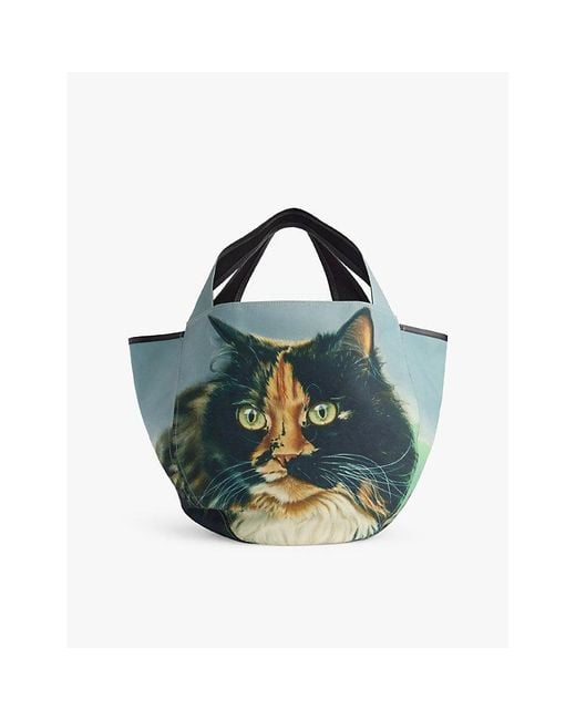 JW Anderson Cat-print Oversized Canvas Tote Bag in Blue | Lyst