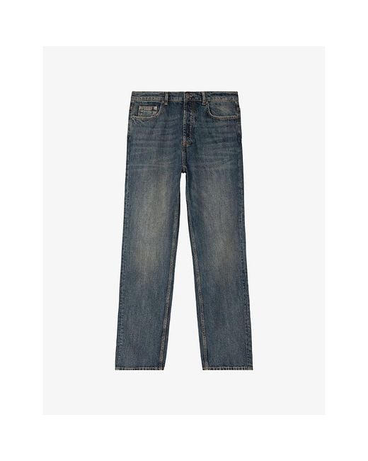 The Kooples Blue Faded-Wash Straight-Leg Denim Jeans for men