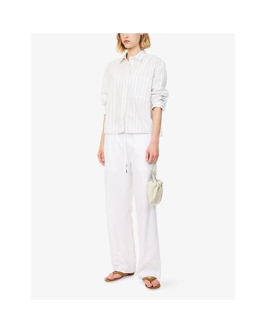 Jenni Kayne White Paloma Straight-Leg Cotton Trousers