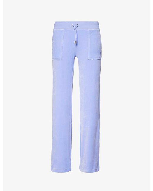 Juicy Couture Blue Del Ray Patch-pocket Velour jogging Bottoms