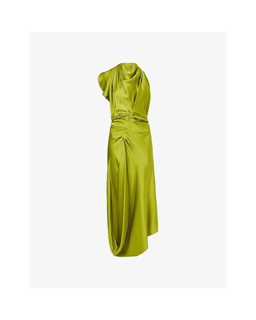 Victoria Beckham Green Backless Scarf Satin Midi Dress