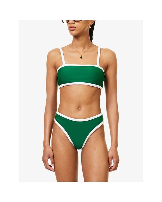 4th & Reckless Green Cabo Contrast-trim Bikini Top