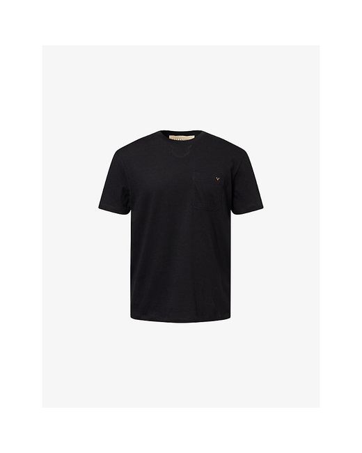 Valentino Garavani Black Vgold Chest-Pocket Cotton-Jersey T-Shirt for men