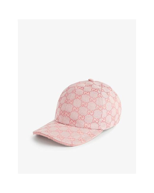 Gucci Pink Monogram-pattern Cotton-blend Cap