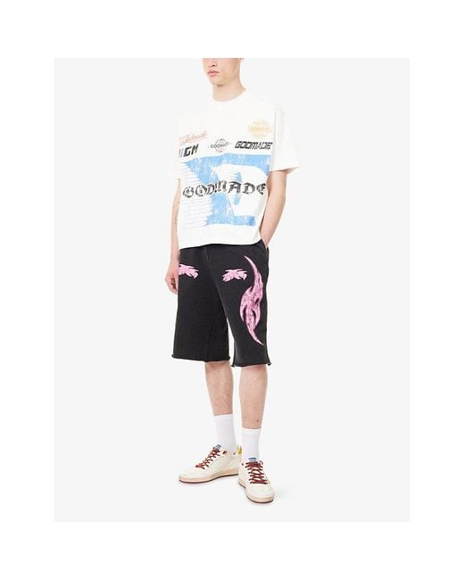 GODMADE Blue Graphic-Print Cotton T-Shirt for men