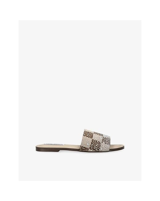 Steve Madden White Zadar Fabric Sandals