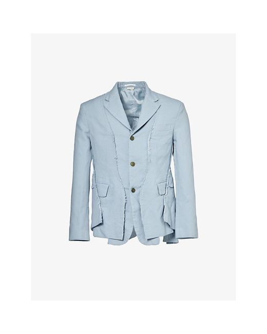 Comme des Garçons Blue Raw-trim Notched-lapel Woven Jacket for men