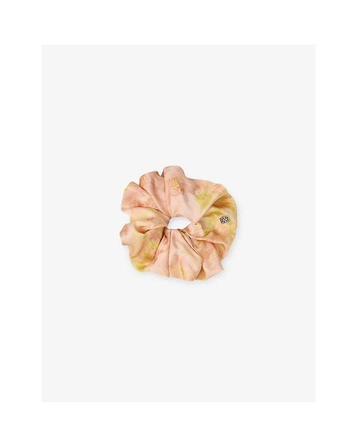 Sandro White Floral-Print Woven Scrunchie