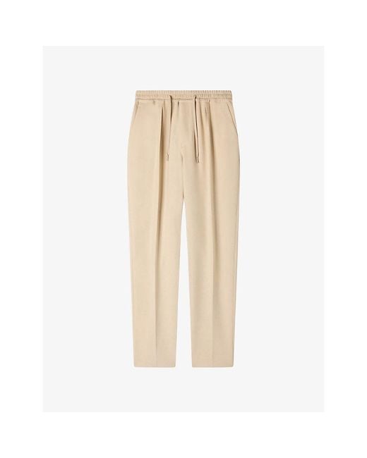 Sandro Natural Drawstring-Waist Straight-Leg Woven Trousers for men