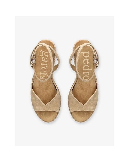 Pedro Garcia Metallic Afra Suede Wedge Sandals