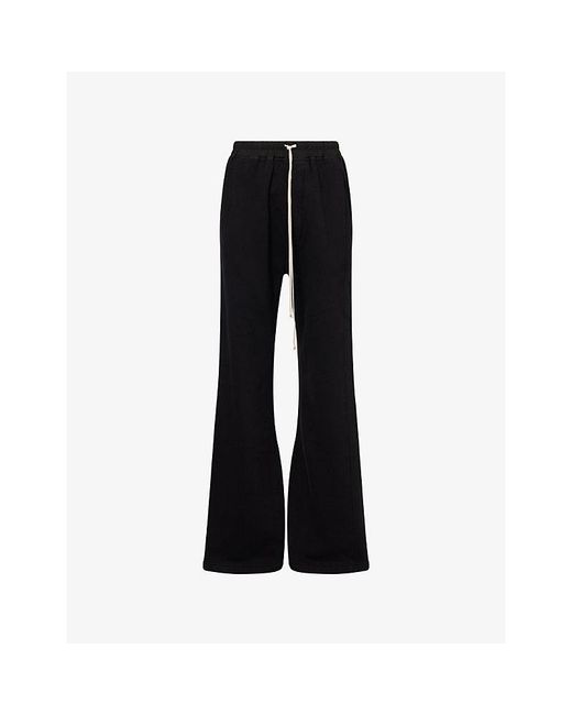 Rick Owens Black Wide Pusher Cotton-Jersey Jogging Bottoms for men