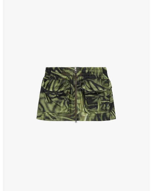 DIESEL Green O Mirty Camo-print Woven Mini Skirt
