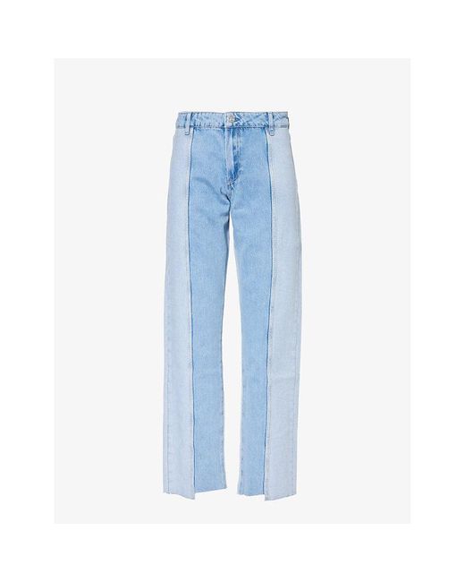 PAIGE Blue Noella Straight-leg Mid-rise Denim Jeans